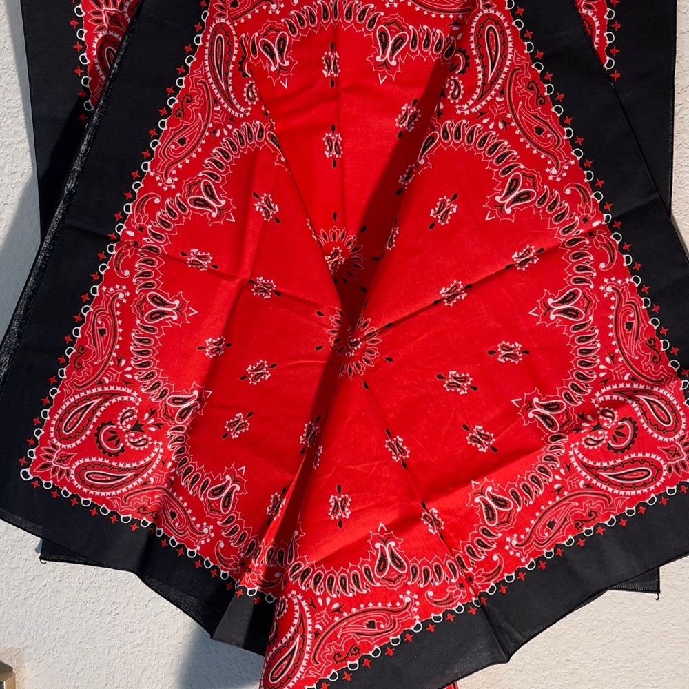 Vintage Red and Black Paisley Bandana x3